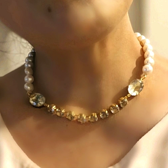 Natural Genuine Prasiolite/ Green Amethyst & Cultured Baroque Pearl Necklace - Picture 7 of 8